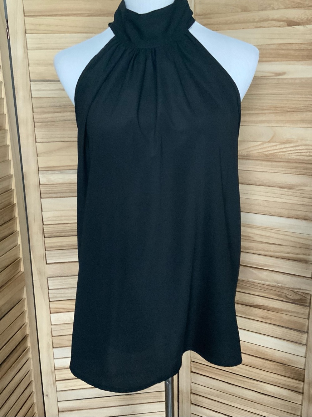 Black Halter-Neck Camisole Top With Back-Tie
